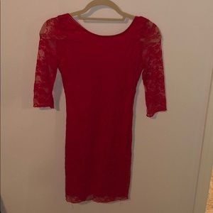 Red lace mini dress low back